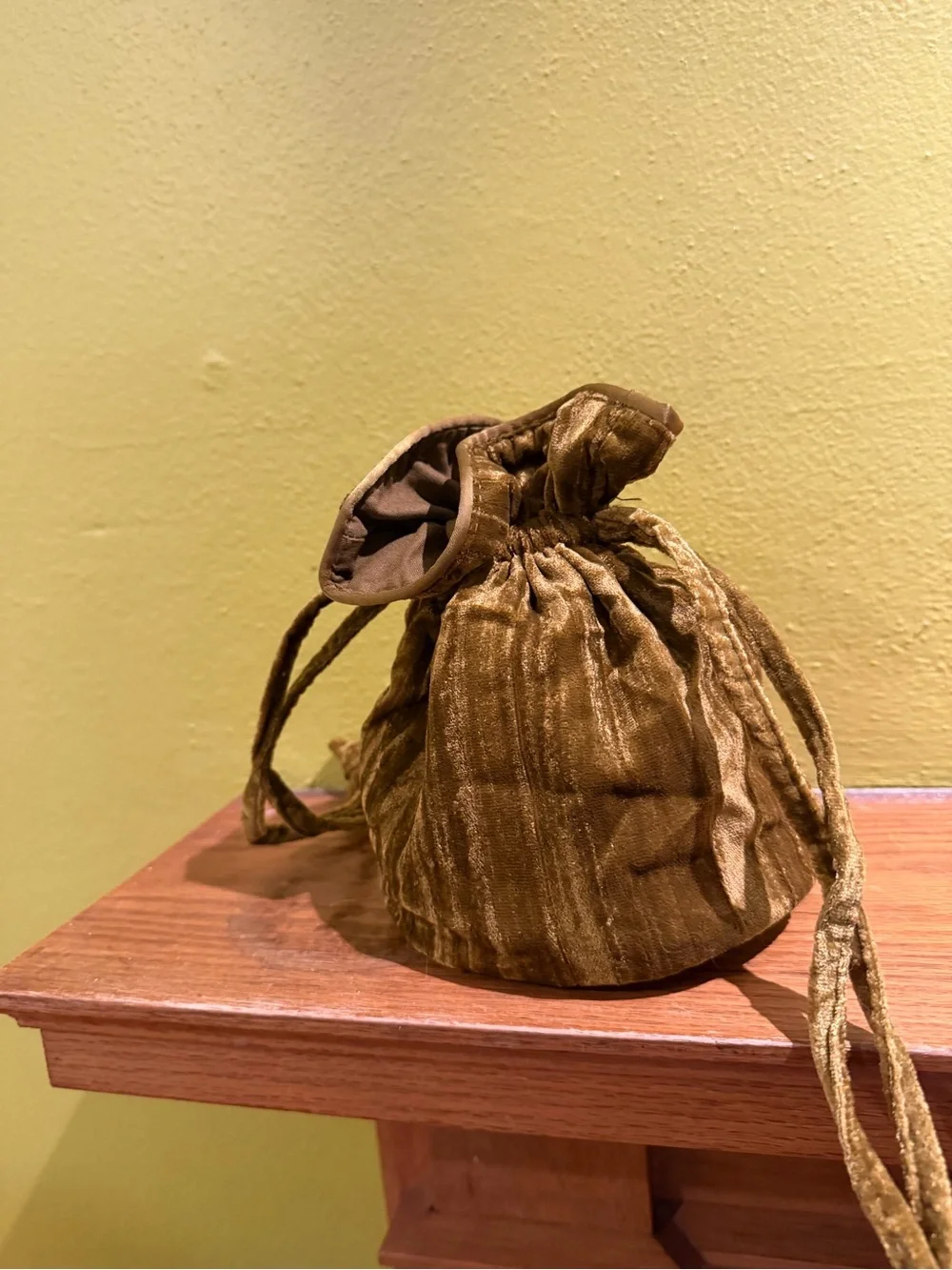 Olive Velvet Drawstring Pouch